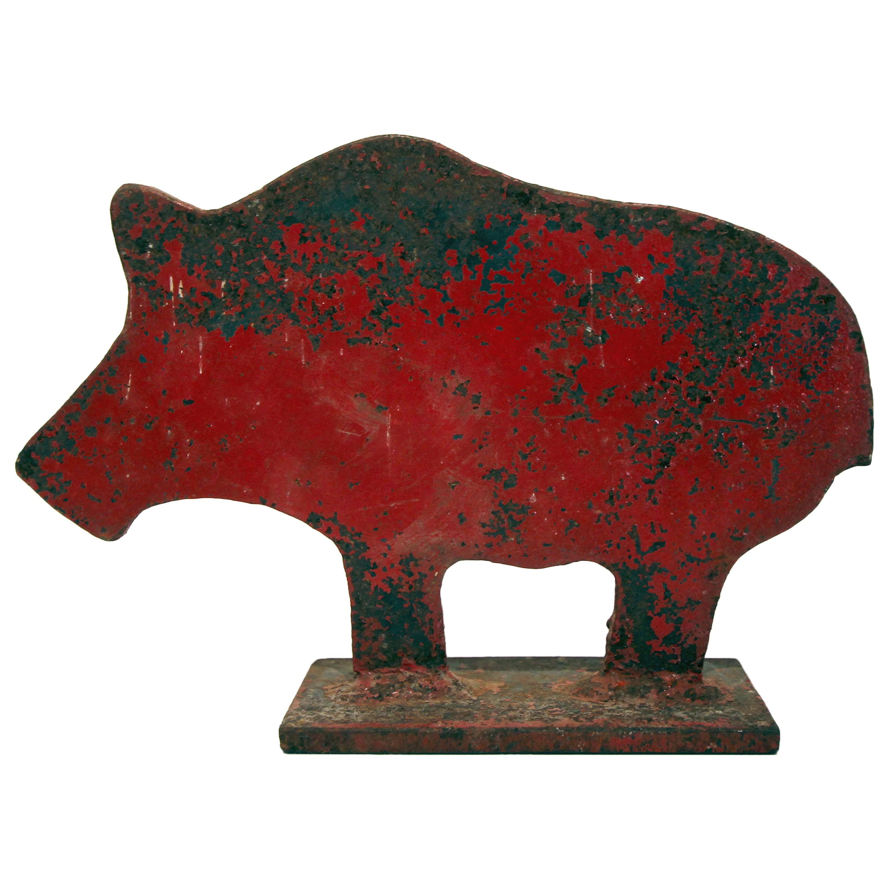 Painted Shooting Gallery Target of a Pig, American, circa 1900