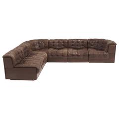 Mid-Century De Sede DS-11 Modular Element Sofa Leather Patchwork, 1970s