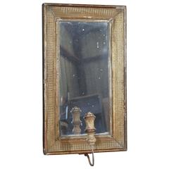 18th-19th Century, Louis XVI Gilded Mirror with Sconce