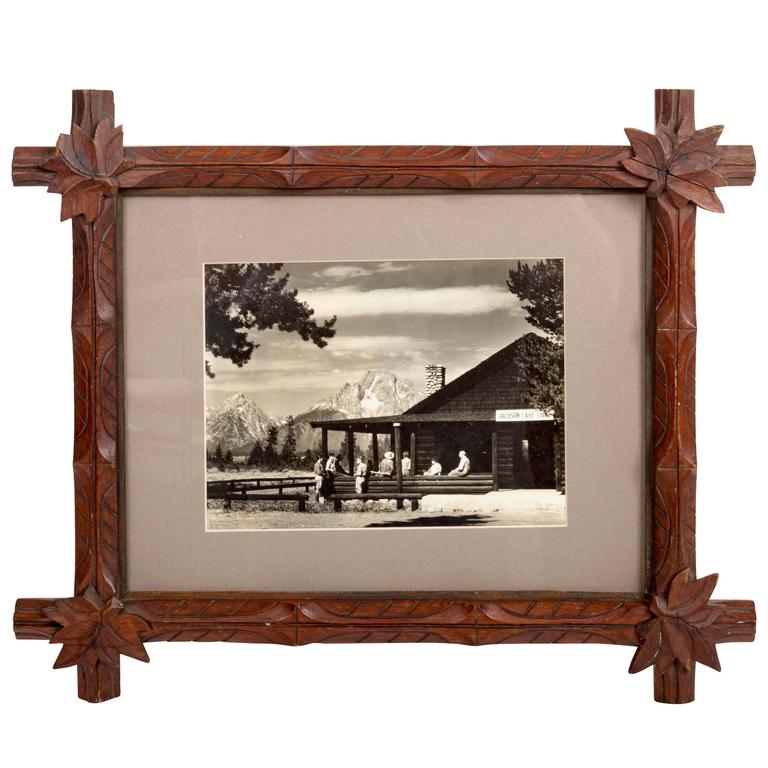 Mid-Century Dude Ranch Photograph in 19th Century Tramp Art Frame For ...