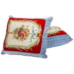 19th Century French Aubusson Custom 'Diamond & Baratta' Pillows