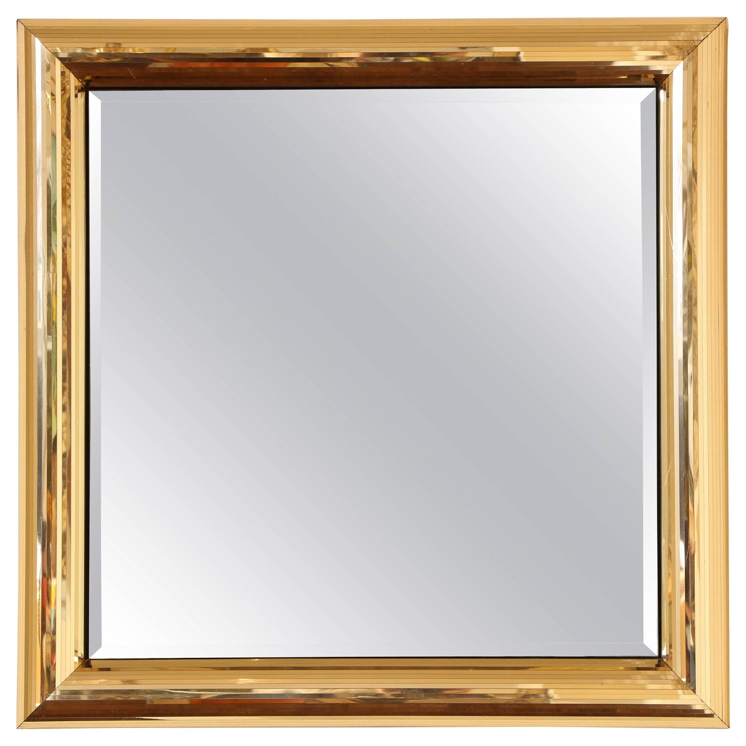 Disco Ball Gold Square Mirror Frame For Sale at 1stdibs