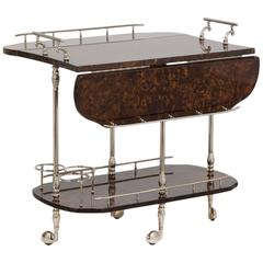 Aldo Tura Designed Brown Lacquered Goatskin Barcart, 1950s 4
