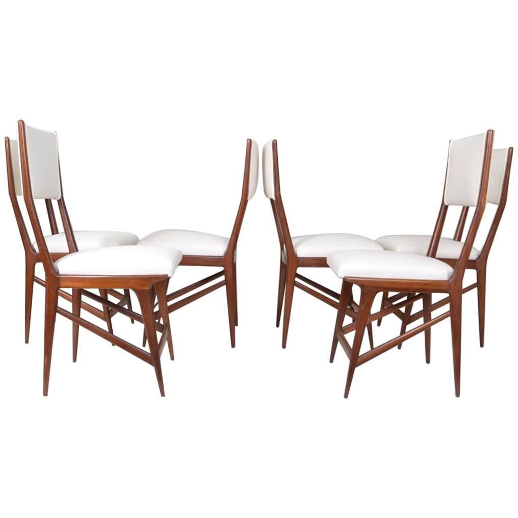 Set of Six Carlo di Carli Style Dining Chairs, Italy For Sale