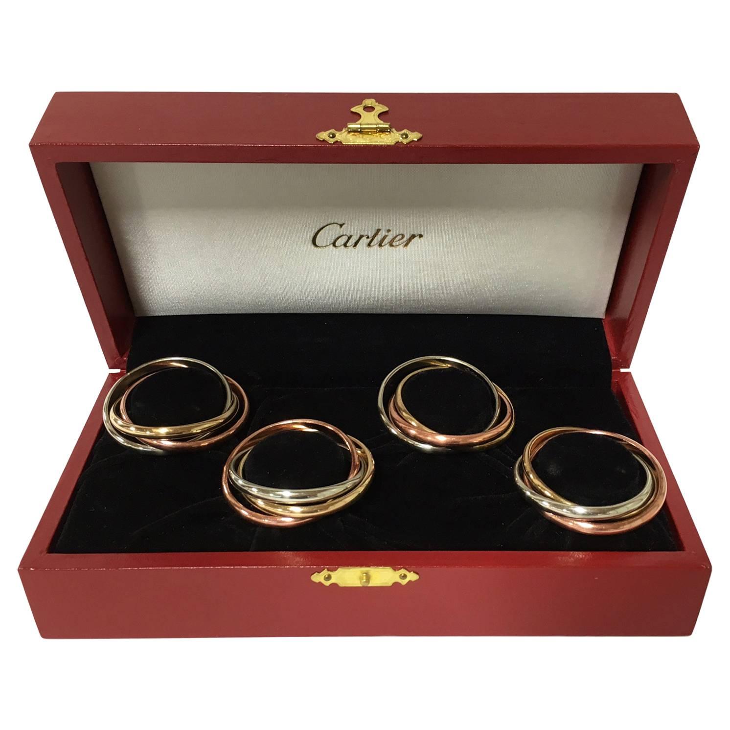 Cartier Trinity Napkin Rings with Presentation Box