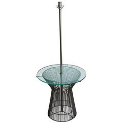 Table de lampe ronde en fil de fer style Warren Platner:: Laurel