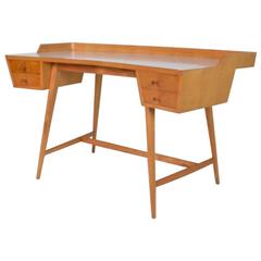 Curved Teak and Laminate Desk, Italy, circa 1950