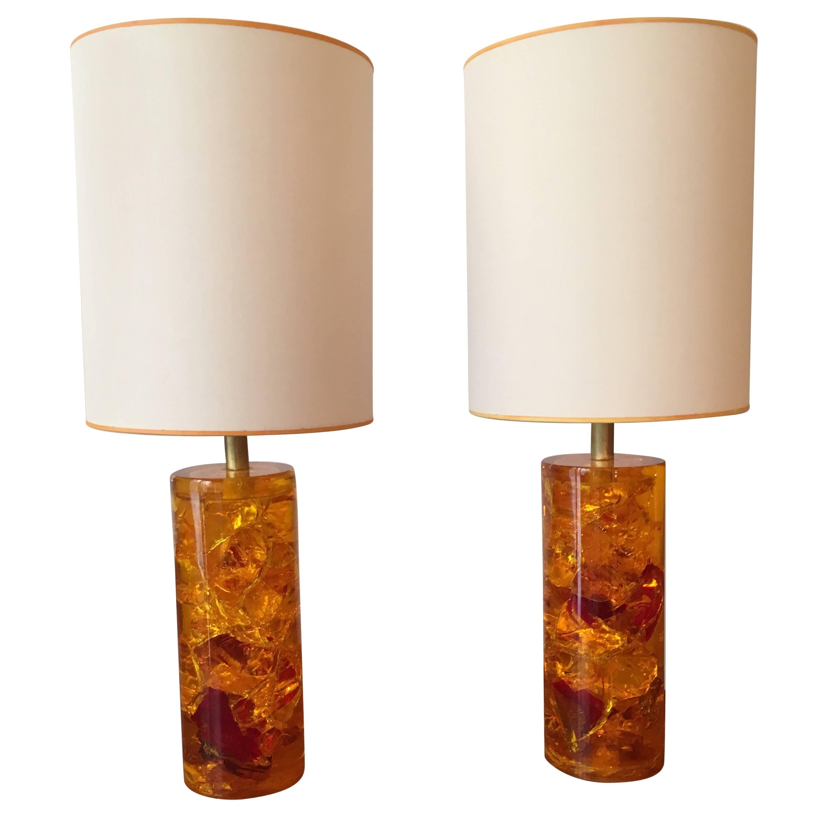 Pair of Fractal Resin Table Lamps, France, circa 1970 For Sale