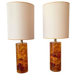 Pair of Fractal Resin Table Lamps, France, circa 1970