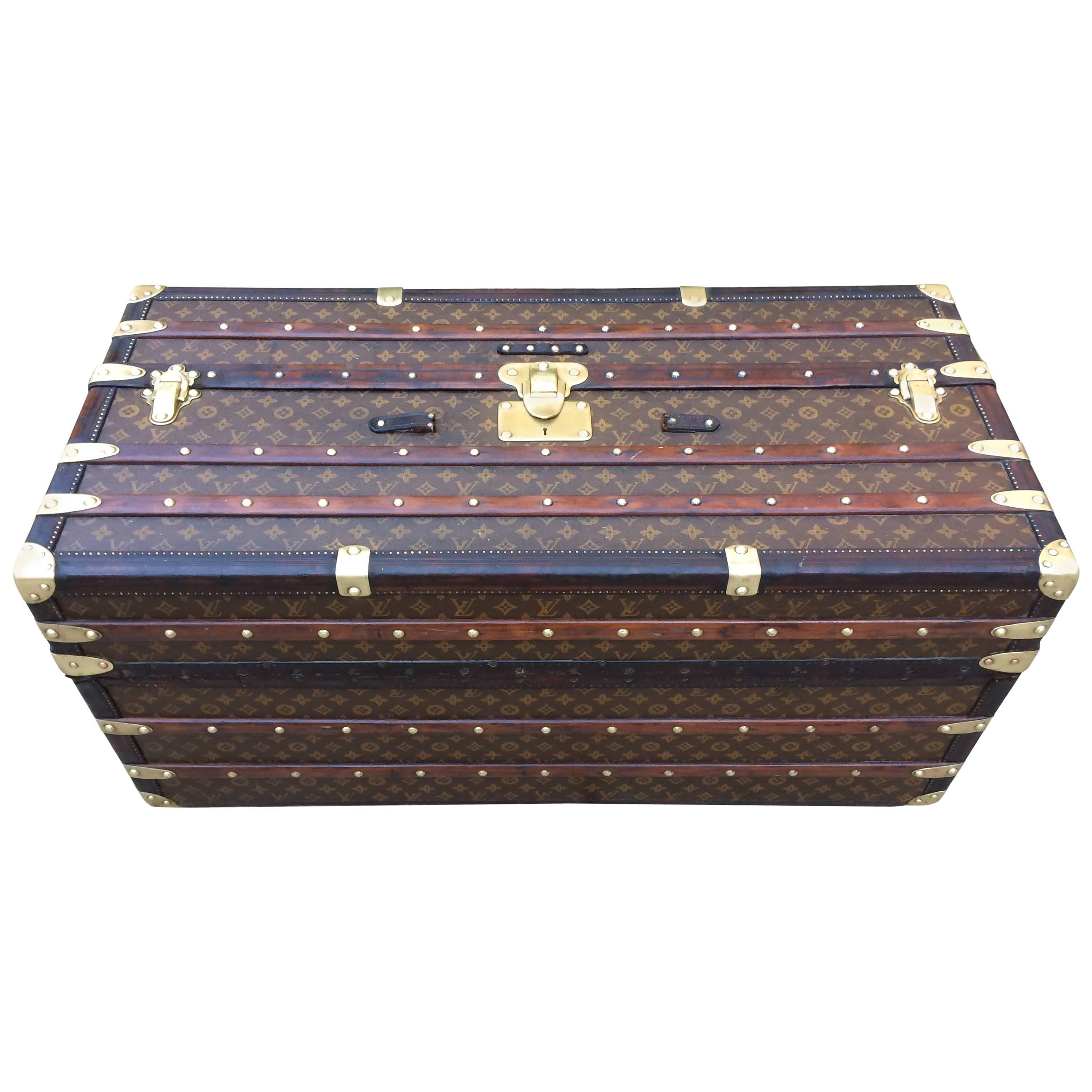Antique Louis Vuitton Ideal Steamer Wardrobe Travel Trunk Suitcase Purse Goyard For Sale