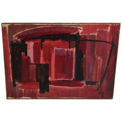 Phillip Callahan Large Red Abstract Expressionist Oil on Canvas Painting, 1950s