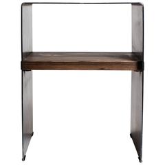 Folded Metal Side Table with Wood Inlay Shelf