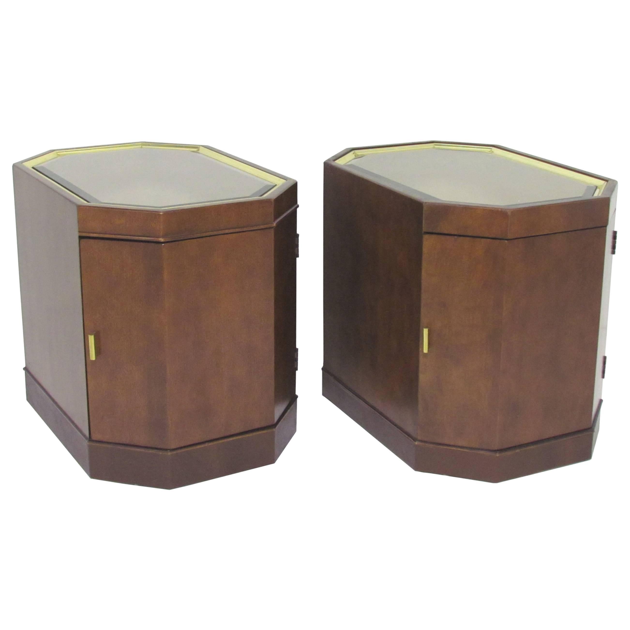 Pair of Mid-Century Octagonal End Tables or Nightstands in Manner of Probber
