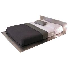 Contemporary Minimal Platform Bed in Brushed Stainless Steel