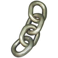 1960s Brass Chain Links Sculpture Paperweight 
