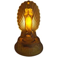 Antique Stunning Art Deco 'Pressed Glass' Shell Lamp with Maria / Lady Madonna in Prayer