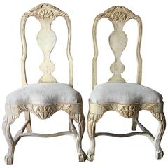 Antique Pair of 18th Century Swedish Rococo Period Chairs