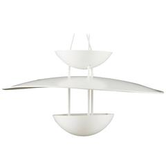 Chandelier in White Painted Steel and Brass by Hans Agne Jakobsson