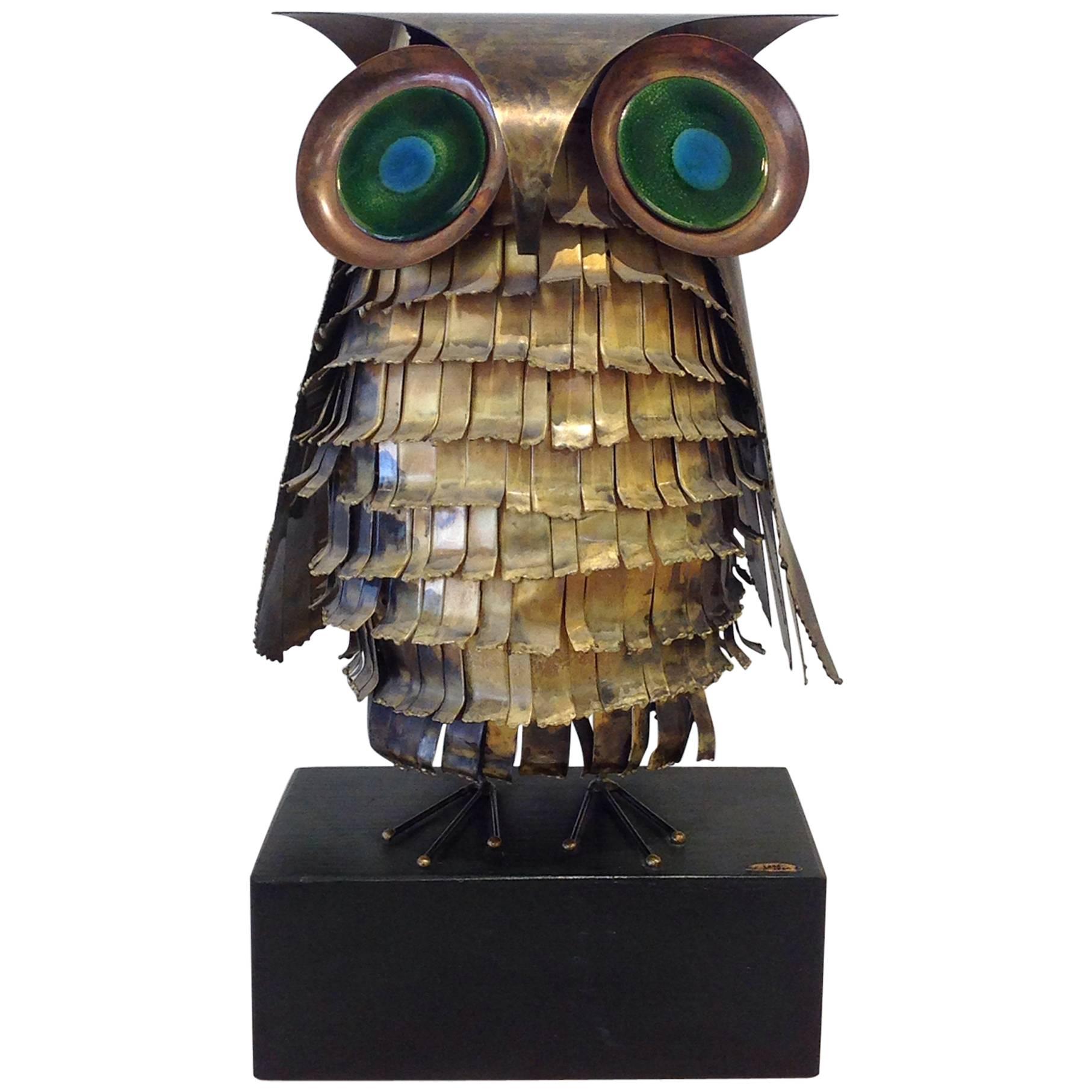 Copper and Enamel Owl by Curtis Jere