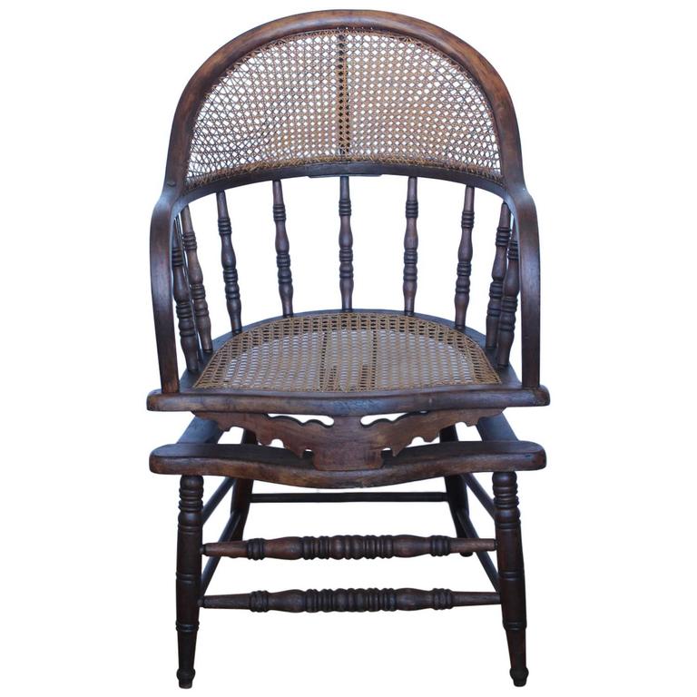 Unusual Antique English Wood and Cane Desk Chair at 1stDibs