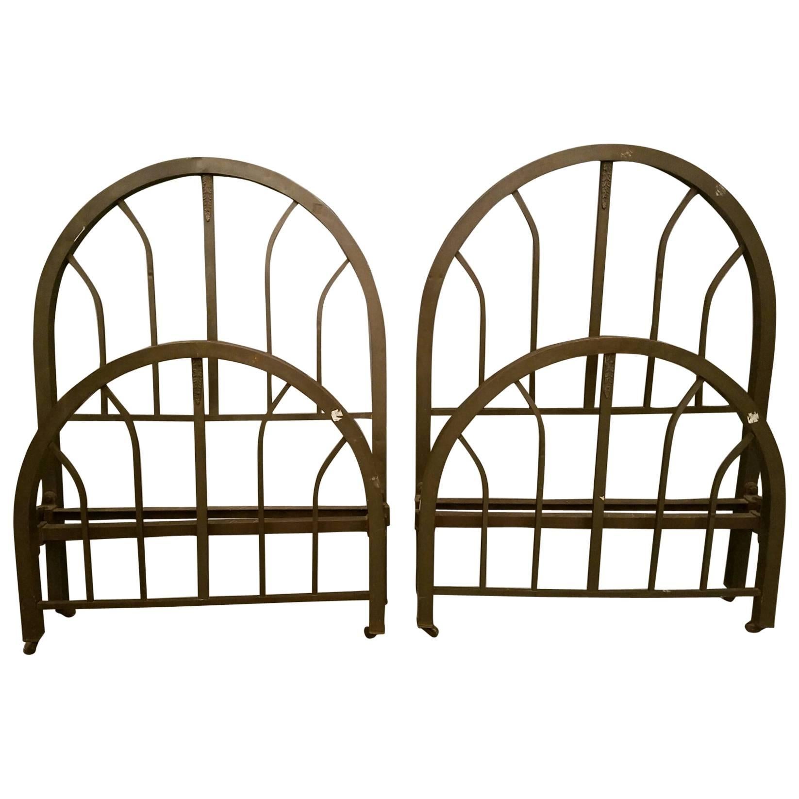 Pair of Antique Brass Single Beds For Sale