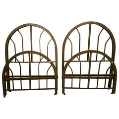 Pair of Antique Brass Single Beds