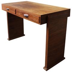 Fine French Art Deco two Drawers Rosewood Desk with Chrome Details