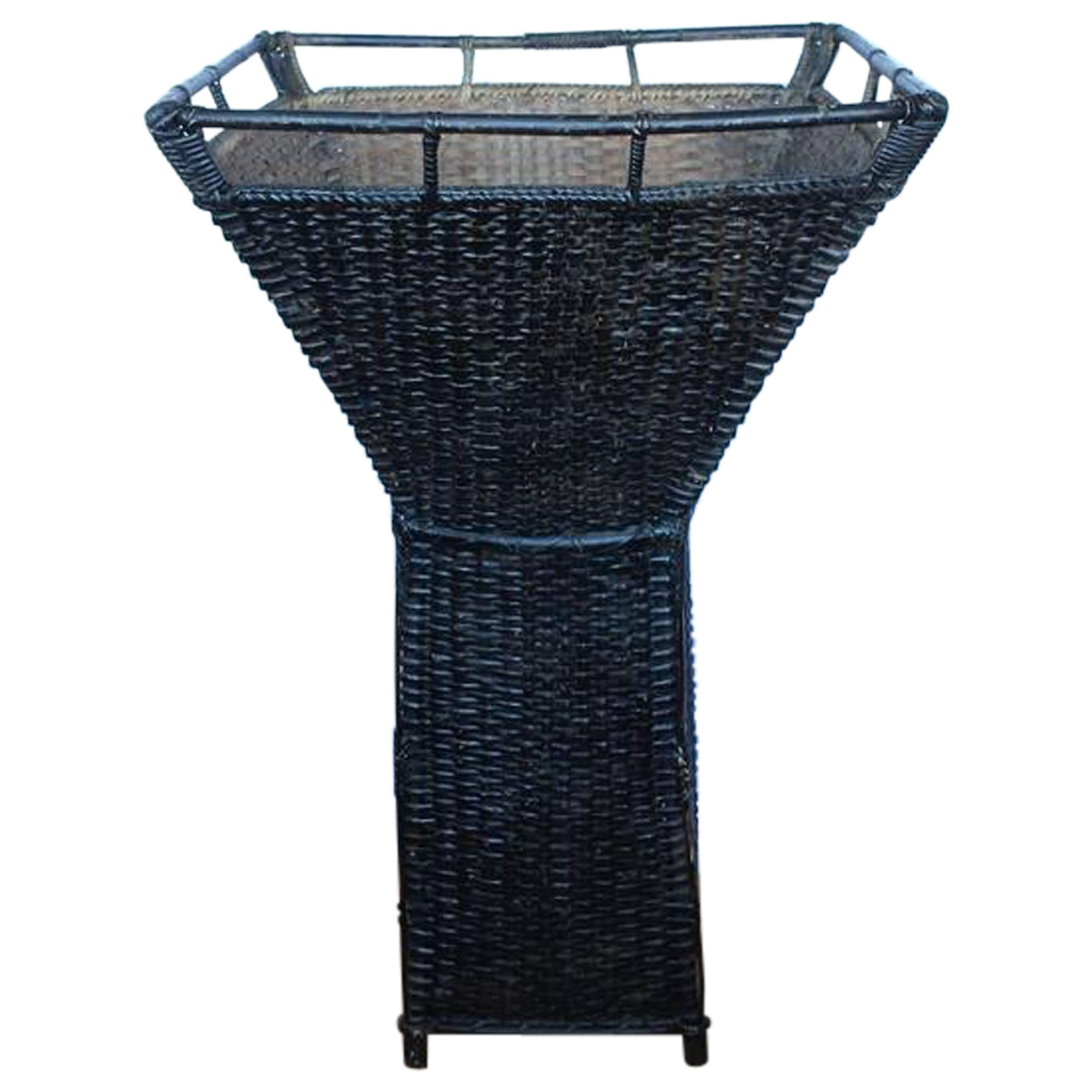 Stylish Vintage over Sized Bamboo Basket For Sale