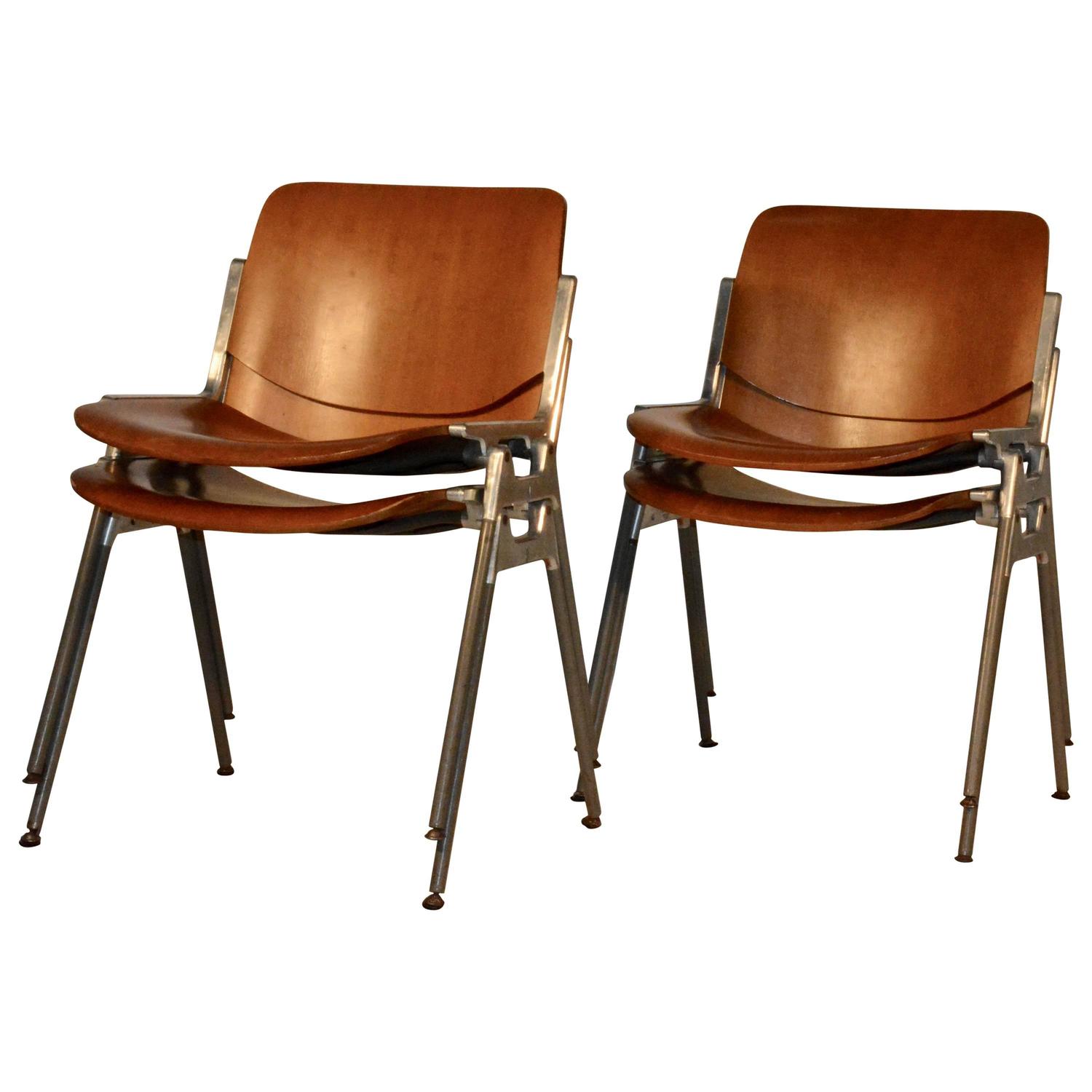 Set of Four Giancarlo Piretti Conference Chairs For Sale at 1stdibs
