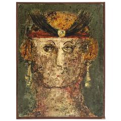 Retro Josef Head 1959 'Oh you Kid' Portrait of Flapper Girl Oil on Canvas Painting