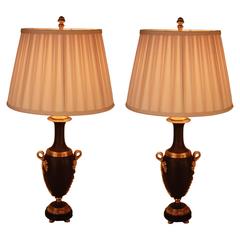 Elegant Pair of 19th Century Bronze Table Lamps