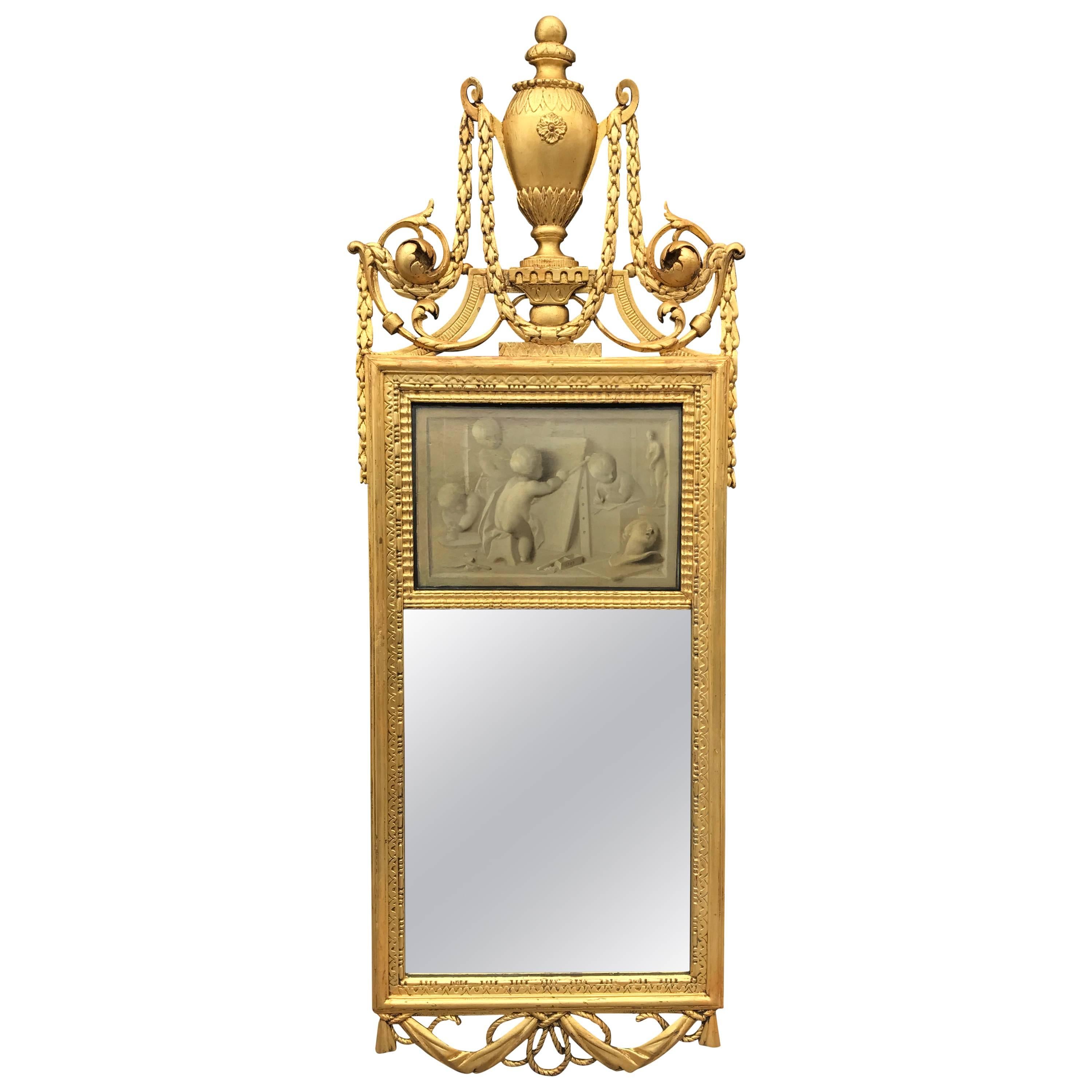 18th Century Neoclassical Mirror with Signed Grisaille by Jacob de Wit, 1749 For Sale