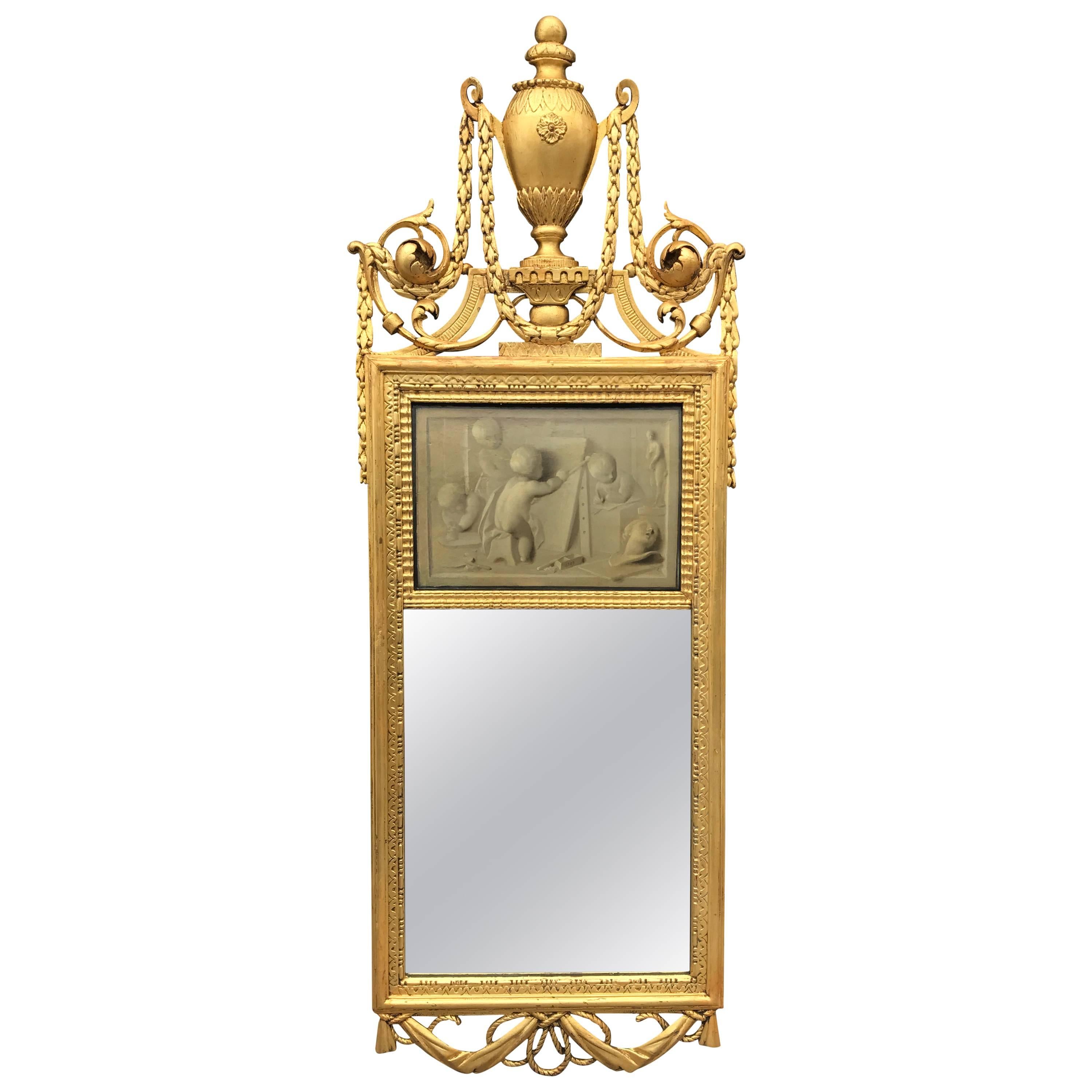 18th Century Neoclassical Mirror with Signed Grisaille by Jacob de Wit, 1749