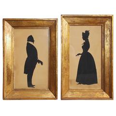 Pair of English Silhouettes in Gilt Frames by T. Littell, Circa 1834