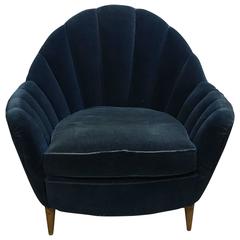 Gio Ponti Style Armchair in Original Blue Mohair 4