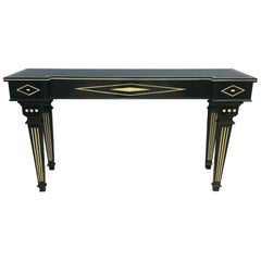 Custom Hand-Decorated Ebonized Console in the Neo-classic Manner