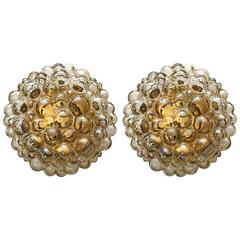 Pair of Limburg Glass Bubble Flush Ceiling Lights