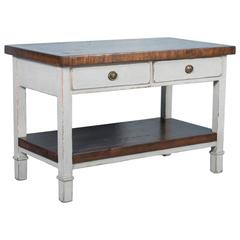 Antique Kitchen Island with Reclaimed Butcher Block Top