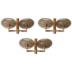 Set of Three Sciolari 1960s Wall Lights 12
