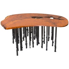 Burl Wood And Steel Hand Crafted One Of A Kind Sculptural Coffee Table