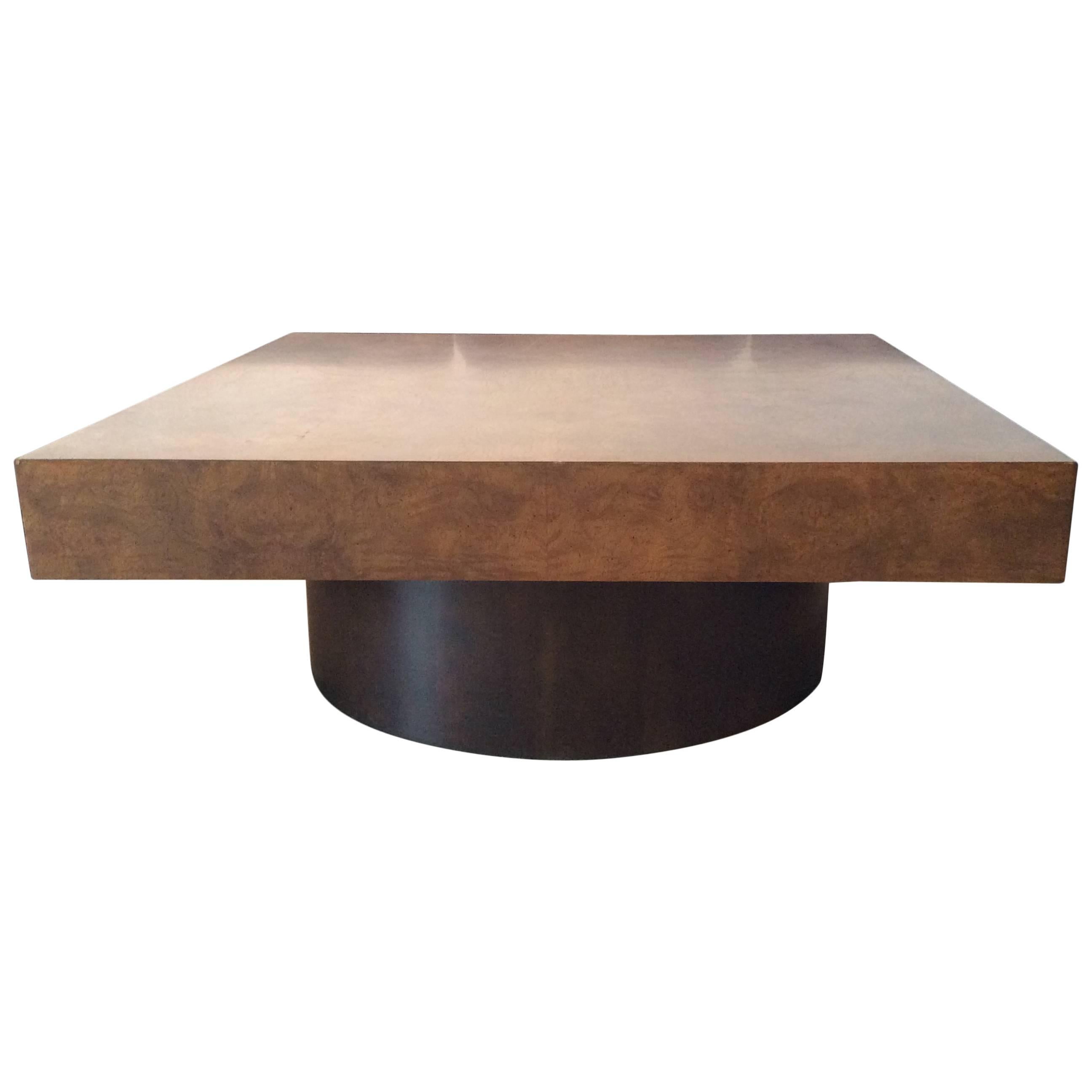 Milo Baughman Burl Wood Coffee Cocktail Table Mid-Century Modern Patchwork