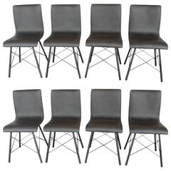 Set of Eight Contemporary Leather Dining Chairs 9