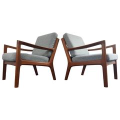 Pair of Mid-Century Teak Ole Wanscher 166 Senator Lounge Chairs