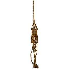 Vintage 1960s Macrame Hanging Lamp