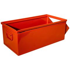 Vintage Industrial Storage Bin in Safety Orange, 1930s