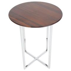 Milo Baughman for Thayer Coggin Rosewood and Chrome Round Side Table