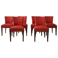 Set of Six Fine French Art Deco Solid Rosewood Dining Chairs 5