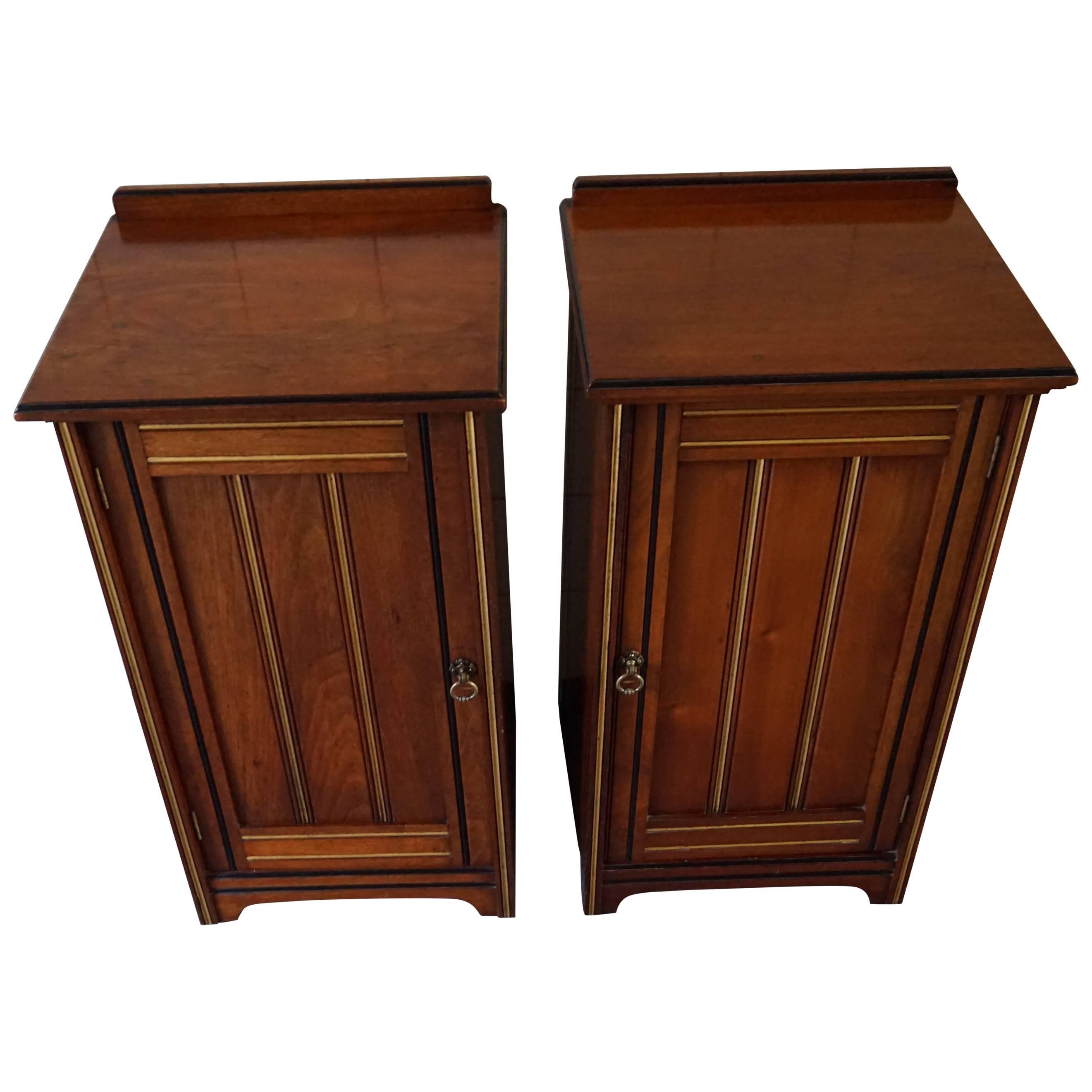 Arts & Crafts Nightstands Bedside Cabinets By Gillow & Co Attr. to Bruce Talbert