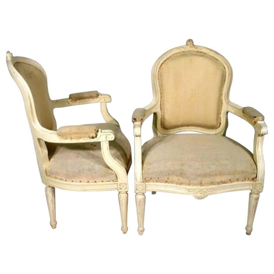 Pair of Stylish Armchairs Gustavian Style, Swedish, Painted For Sale