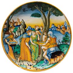 Antique Deruta Majolica Representing the Birth of Adonis, circa 1540